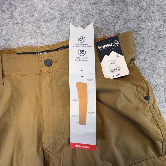 Wrangler ATG Mens Range Cargo Pants 32x32 Brown Stretch Hiking Utility 112359932 - Picture 8 of 15